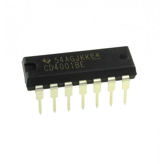 5Pcs CD4001BE NOR Gate, CD4001, 4001 IC, 2 Input, 6.8 mA, 3 V to 18 V, DIP-14