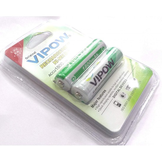 2pcs Vipow 1.2V 1800 mAh AA Cell NiMH Rechargeable Battery for Home toys clock