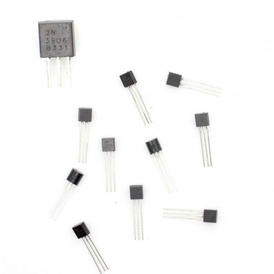 10Pcs 2N3906 BJT Bipolar Single Transistor, High Speed Switching, PNP, -40 V, 250 MHz, 625 mW, 200 mA, 100 hFE